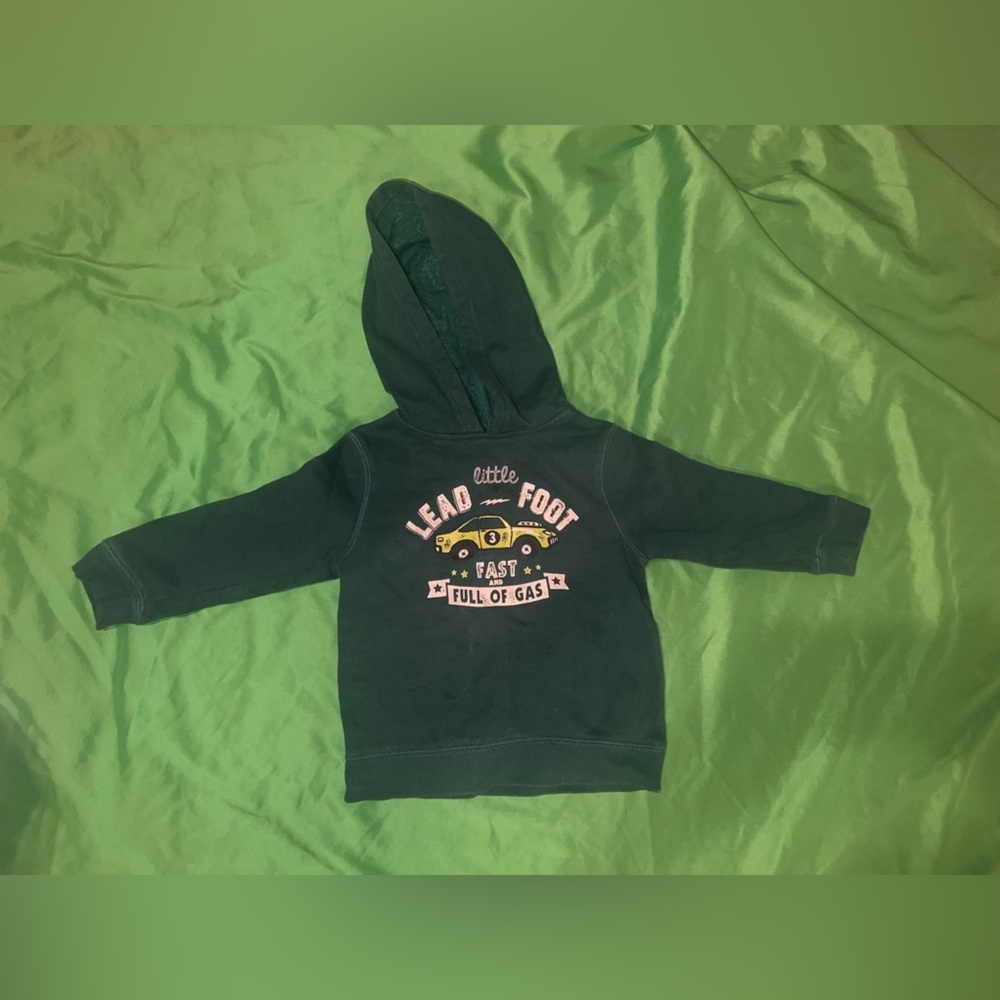 Jumping Beans Dark Green Hoodie with Graphic size 24 Months